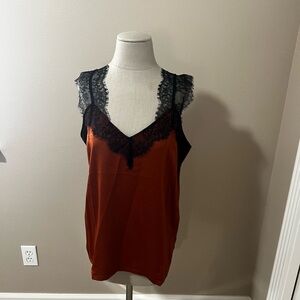 Lace and satin tank